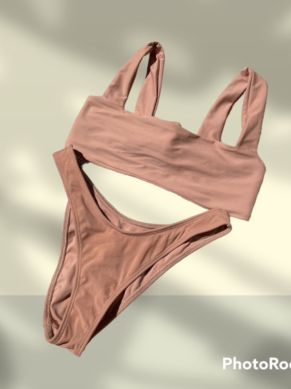 Seamless Mauve Bikini Set - Scoop Top & High-Cut Bottoms